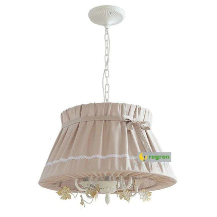 Sophisticated Blush Pink LED Chandelier – Stylish Fabric Shade Lighting for Every Room