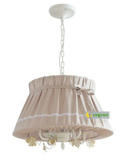Sophisticated Blush Pink LED Chandelier – Stylish Fabric Shade Lighting for Every Room