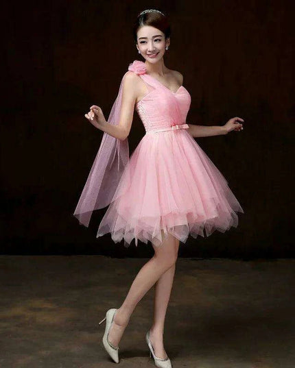 One-Shoulder Mesh Cocktail Dress for Bridesmaids and Special Occasions