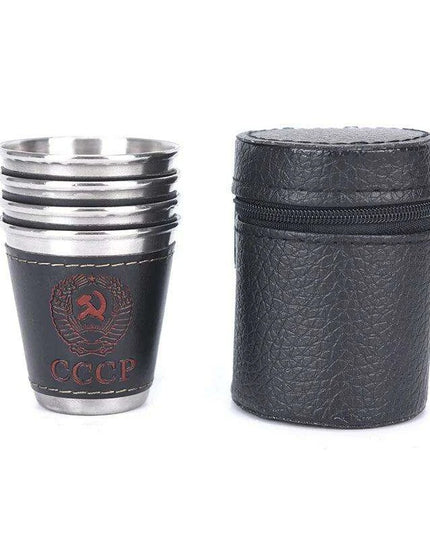 Stylish Outdoor Stainless Steel Travel Cup Set with Elegant PU Leather Case