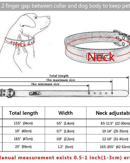 Custom Engraved Leather Dog Collar for Small to Medium Breeds - Personalized with Name and Contact Information