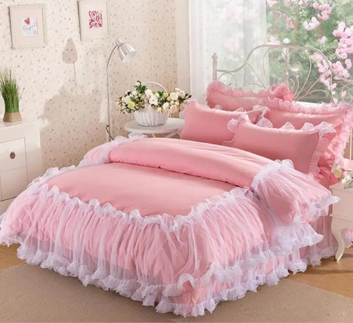 Elegant Lace Embellished Bedding Set - Luxury Size Options Included