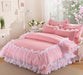 Solid Color Lace Bedding Set - King Queen Size Princess Style