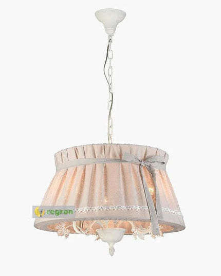 Sophisticated Blush Pink LED Chandelier – Stylish Fabric Shade Lighting for Every Room