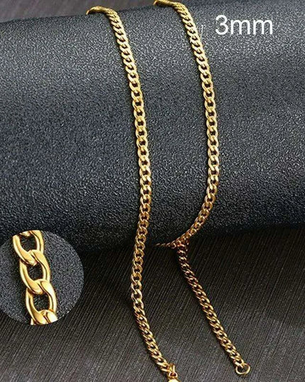 Sleek Urban Style: Men's Black and Gold Stainless Steel Link Necklace