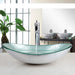 Modern Contemporary Art Design Oval Bathroom Glass Sink Faucet Set with Premium Tempered Glass Construction