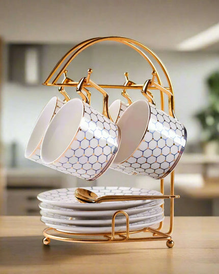 Nordic Elegance: Luxury Bone China Coffee Cup Set with Saucer & Spoon - 200ml British Porcelain Drinkware for Gifting