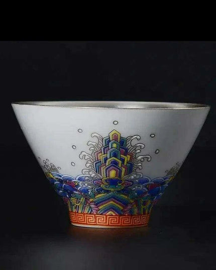 Exquisite Enamel and Silver Kungfu Tea Set - Heritage Elegance Collection