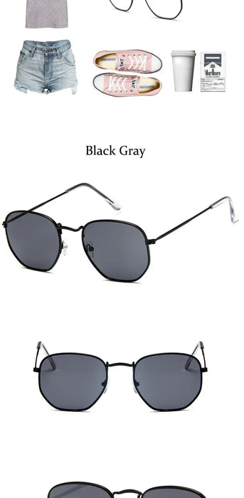 Retro Hexagon Mirror Sunglasses with UV400 Protection and Elegant Style