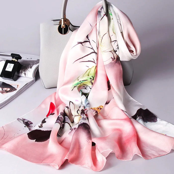 Elegant Silk Scarf - Luxurious 100% Real Silk Shawl for Women
