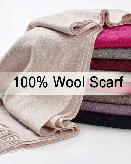 Elegant Beige Wool Scarf with Trendy Tassels - A Must-Have Accessory for Stylish Women