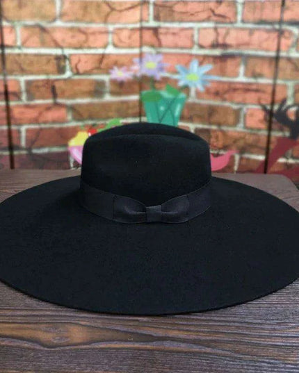 Elegant Women's Wide Brim Wool Felt Fedora Hat with Sophisticated Ribbon Detail - Perfect for Celebrations and Formal Events