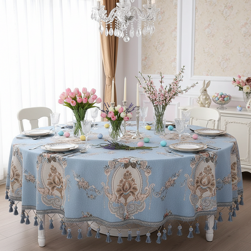 Exquisite Embroidered Fringe Lace Tablecloth
