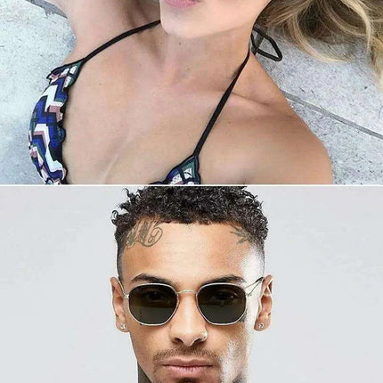 Chic Hexagonal Sunglasses with UV Protection and Timeless Style