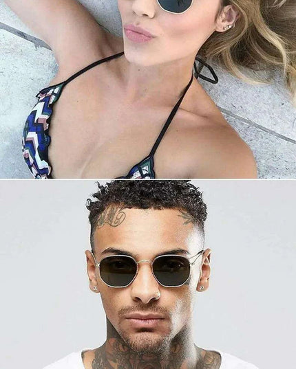 Chic Hexagonal Sunglasses with UV Protection and Timeless Style