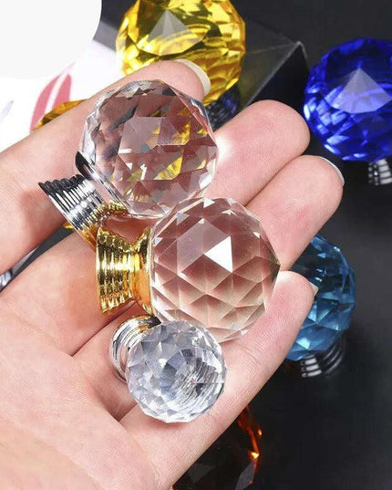 30mm Colorful Crystal Glass Drawer Pulls for Elegant Home Enhancement