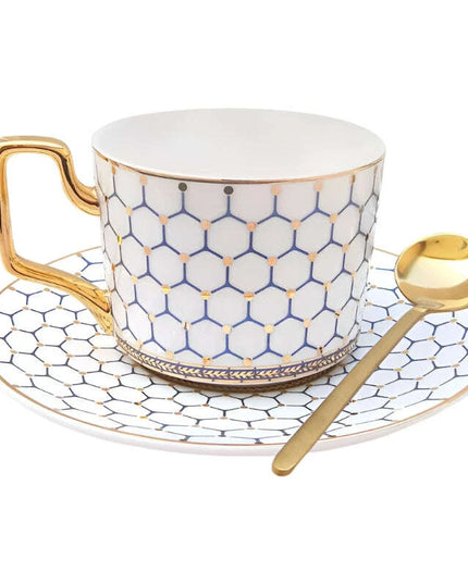 Nordic Elegance: Luxury Bone China Coffee Cup Set with Saucer & Spoon - 200ml British Porcelain Drinkware for Gifting