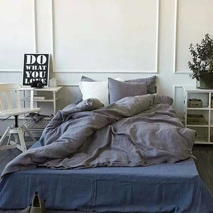 Tailored 100% Linen King Duvet Cover Available in Elegant Natural Gray, Soft Pink, and Serene Blue