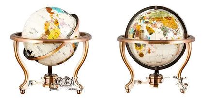 Gemstone-Accented 22cm World Globe with Contemporary Metal Stand