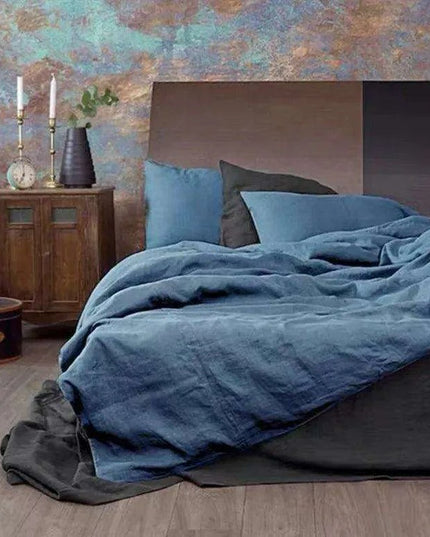 Tailored 100% Linen King Duvet Cover Available in Elegant Natural Gray, Soft Pink, and Serene Blue