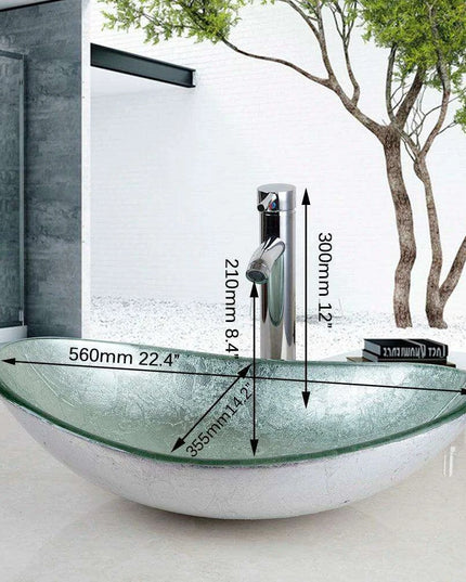 Elegant European Inspired Oval Glass Sink Set for Modern Bathrooms