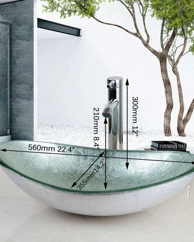 Elegant European Inspired Oval Glass Sink Set for Modern Bathrooms
