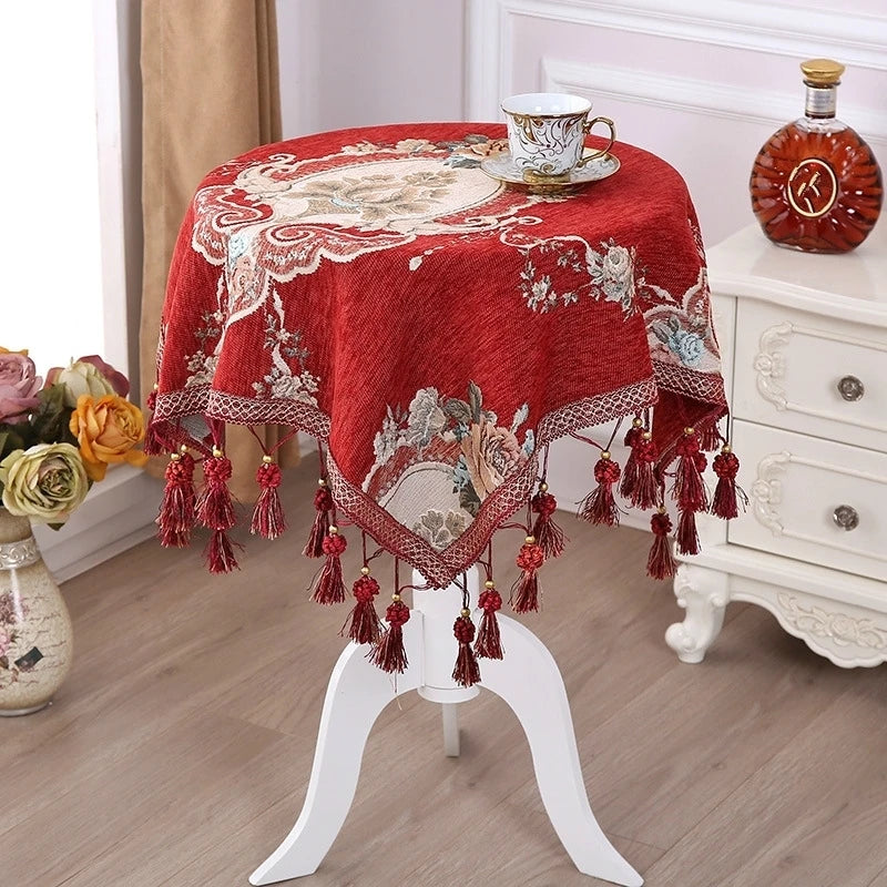 Exquisite Embroidered Fringe Lace Tablecloth
