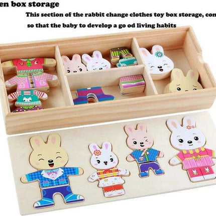 Charming Bear Adventure Dress-Up Wooden Puzzle Set