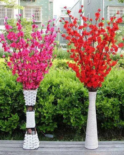Elegant Artificial Peach Blossom Silk Flower Branches for Weddings and Home Decor