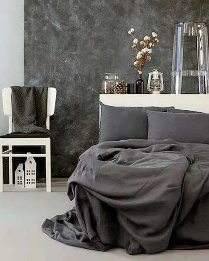 Tailored 100% Linen King Duvet Cover Available in Elegant Natural Gray, Soft Pink, and Serene Blue