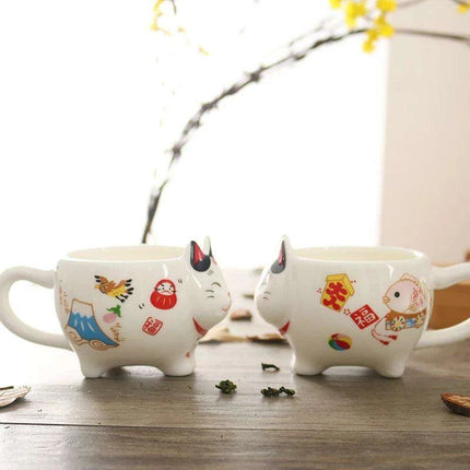 Maneki Neko Ceramic Tea Set - Charming Lucky Cat Teapot with Cups and Infuser