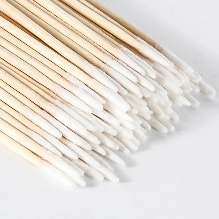Precision Wooden Handle Cotton Swabs - 300pcs for Makeup, Tattoos, and Microblading