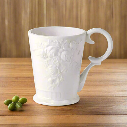 Sophisticated Rose-Embossed Ceramic Coffee Mug Set with Matching Plates and Bowls - Elevate Your Dining Experience