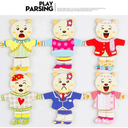 Charming Bear Adventure Dress-Up Wooden Puzzle Set