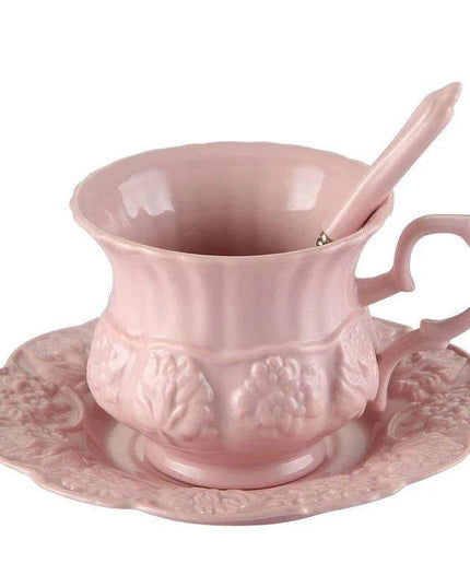 Delightful Retro Pink Floral Porcelain Tea Set - Stylish Teapot and Cup Pair