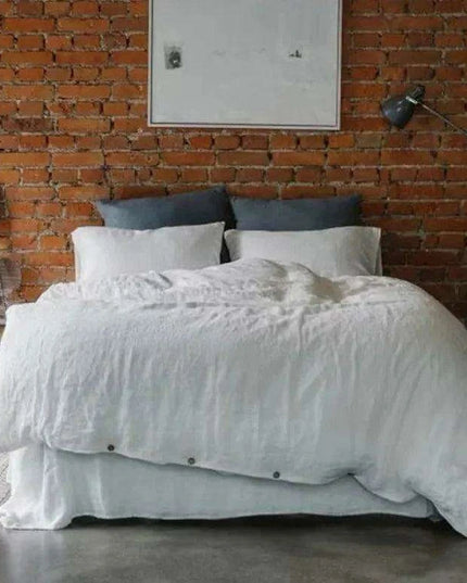 Tailored 100% Linen King Duvet Cover Available in Elegant Natural Gray, Soft Pink, and Serene Blue