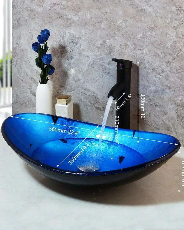 Charming Glass Sink with Waterfall Faucet Ensemble - Stylish Upgrade for Your Bathroom