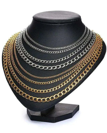 Sleek Urban Style: Men's Black and Gold Stainless Steel Link Necklace