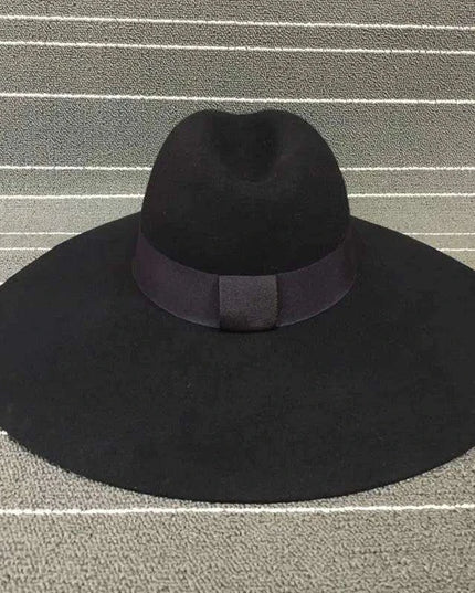 Elegant Women's Wide Brim Wool Felt Fedora Hat with Sophisticated Ribbon Detail - Perfect for Celebrations and Formal Events