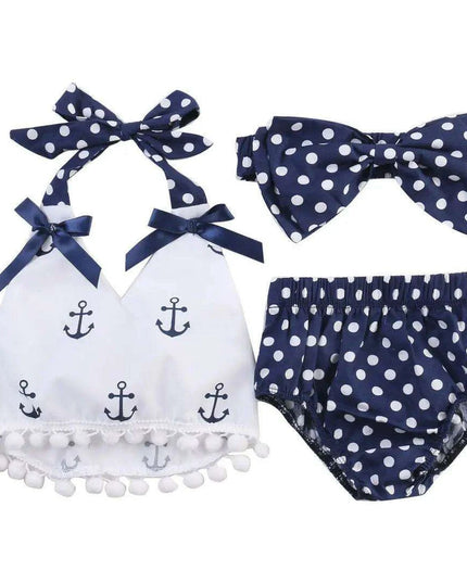 Adorable 3-Piece Anchor-Themed Outfit Set for Toddler Girls with Polka Dot Briefs and Headband