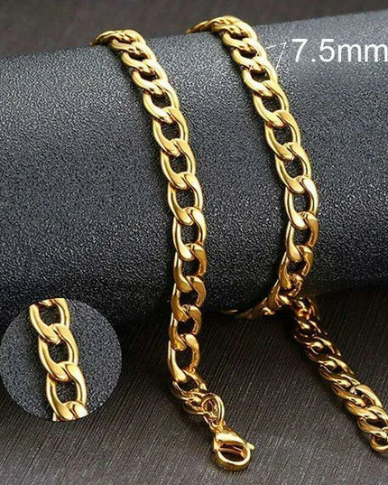 Sleek Urban Style: Men's Black and Gold Stainless Steel Link Necklace