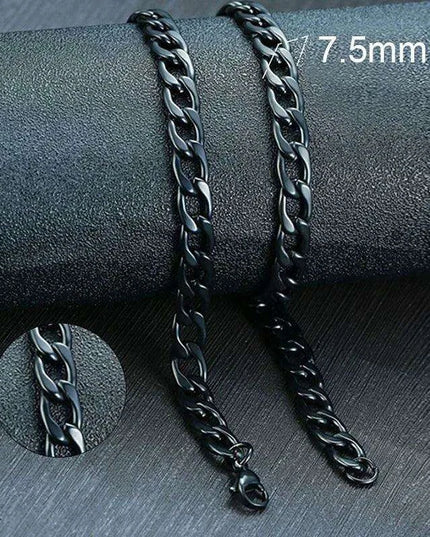 Sleek Urban Style: Men's Black and Gold Stainless Steel Link Necklace