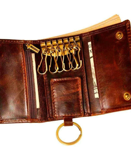 Elegant Leather Men's Multifunctional Wallet Set with Key Organizer and Remote Holder