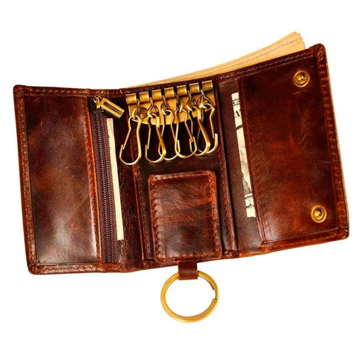 Sophisticated Leather Men's Coin Wallet with Car Remote Case & Key Holder