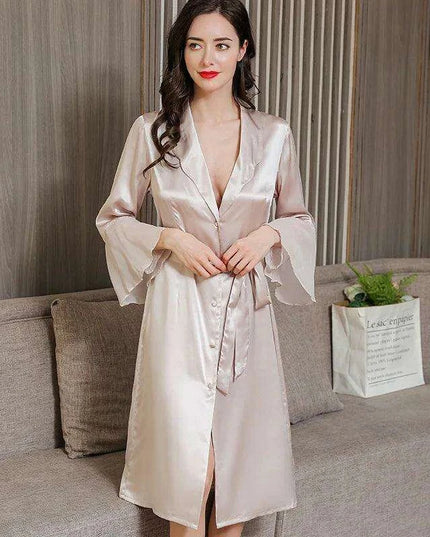 Luxe Silk Sleep Robe - Chic Women's Bathrobe for Warm Weather Relaxation