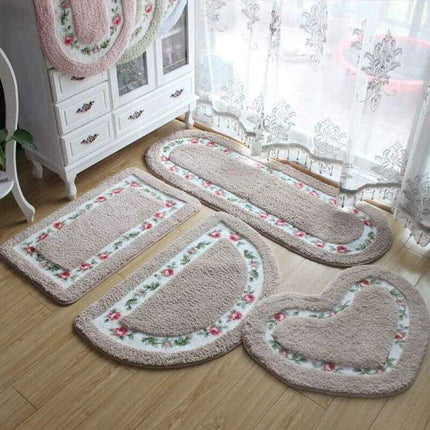 Chic Pink Rose Oval Rug Set - 2 Elegant Mats for Stylish Home Decor