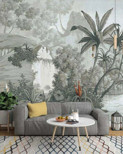 Elegant Monochrome 3D Banana Leaf Wallpaper for Stunning Home Interiors
