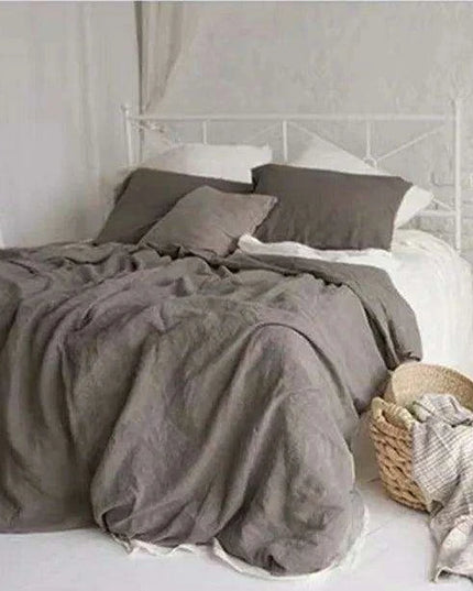 Tailored 100% Linen King Duvet Cover Available in Elegant Natural Gray, Soft Pink, and Serene Blue