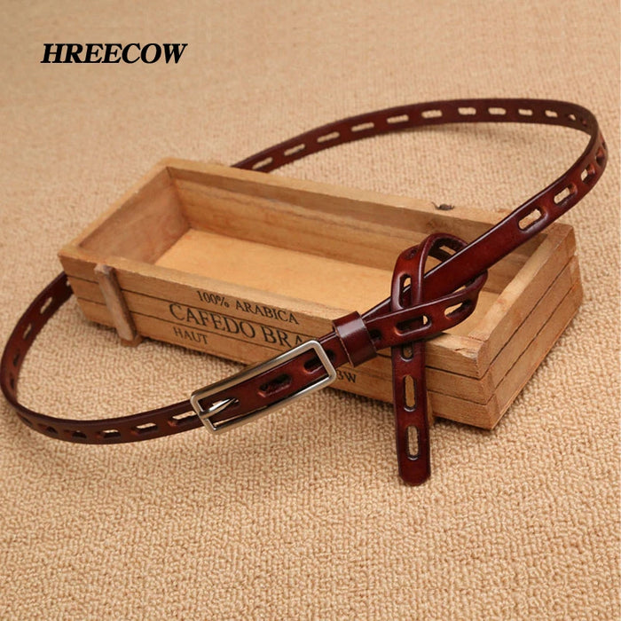 Genuine Leather Knot Belt with Pin Buckle for Women