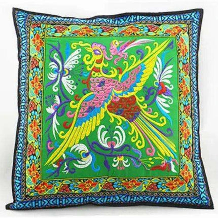 Chinese Handmade Ethnic Phoenix Embroidered Pillow Case